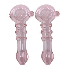 5.5" Pink Tube 3-Rim Frit Head Hand Pipe - (Pack of 2) [ DJ623]